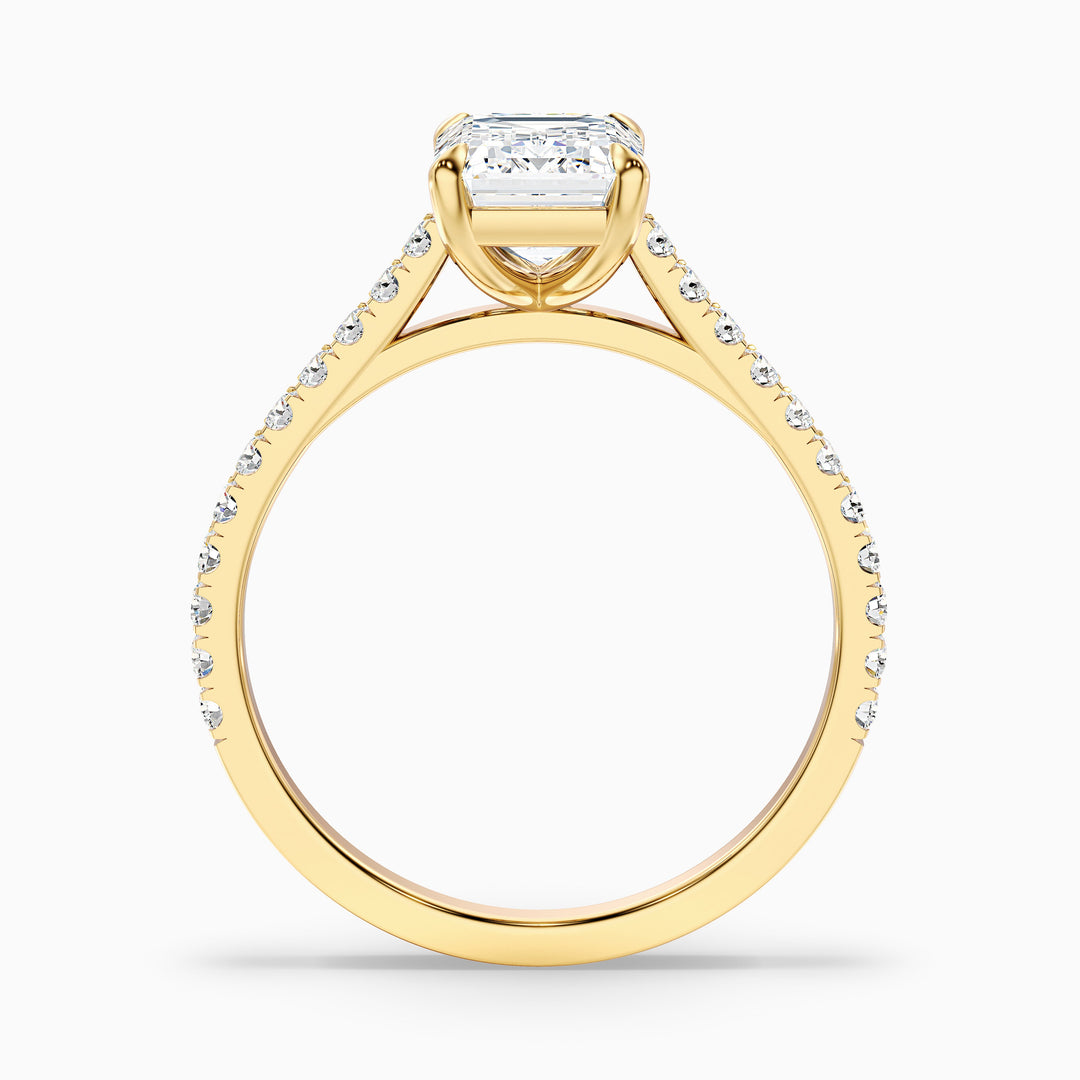 Firework Emerald Cut Side Stone Pave Lab Grown Engagement Ring