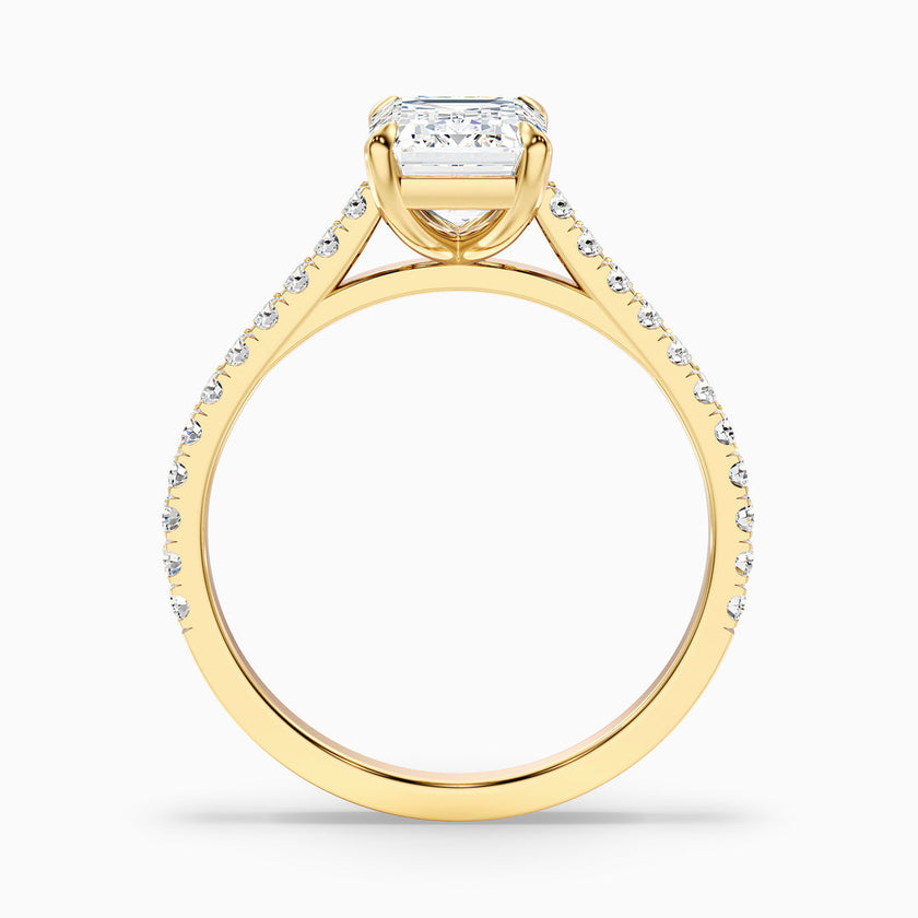Firework Emerald Cut Side Stone Pave Lab Grown Engagement Ring