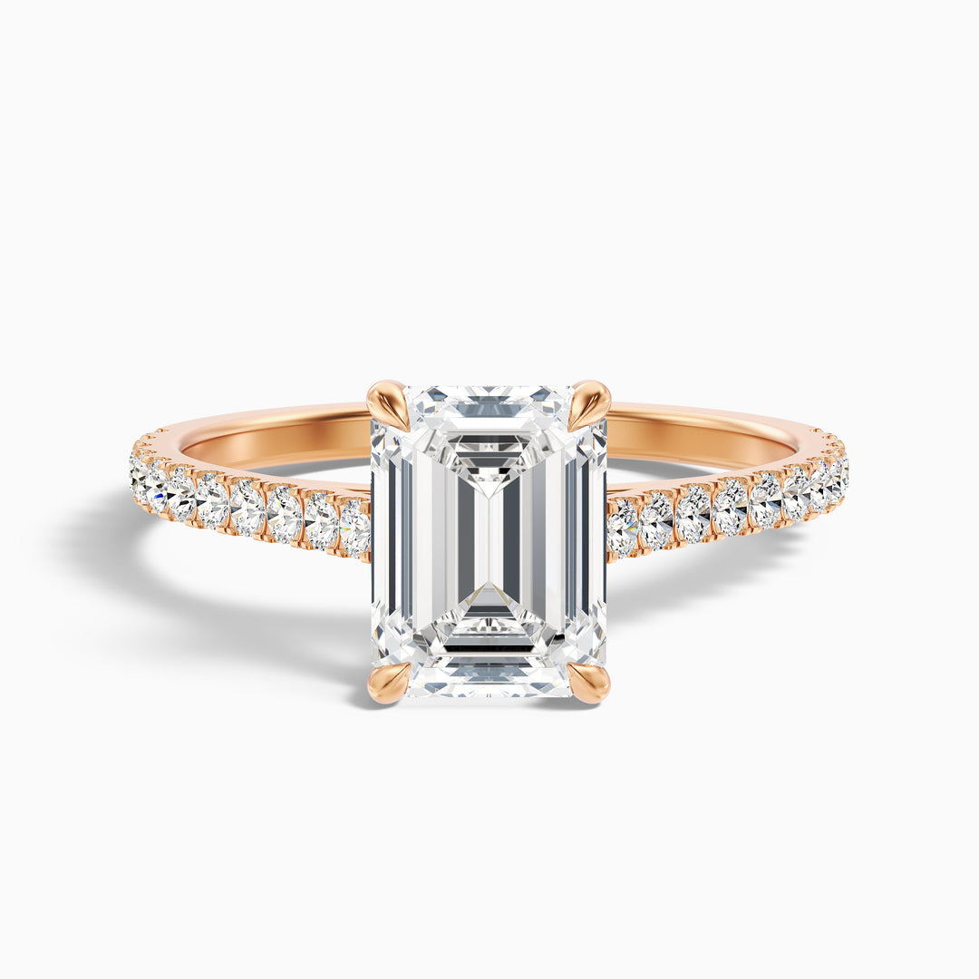 Firework Emerald Cut Side Stone Pave Lab Grown Engagement Ring