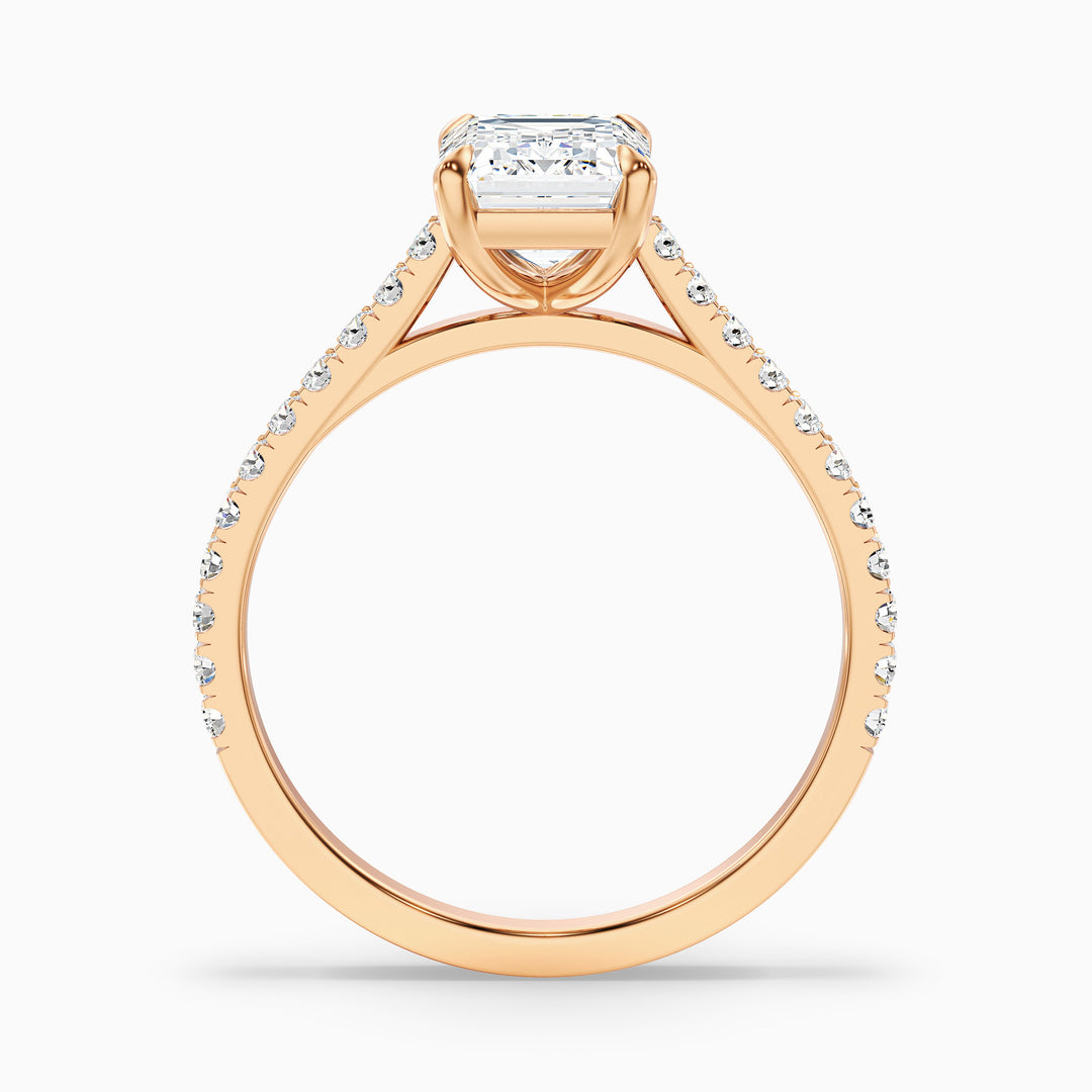Firework Emerald Cut Side Stone Pave Lab Grown Engagement Ring