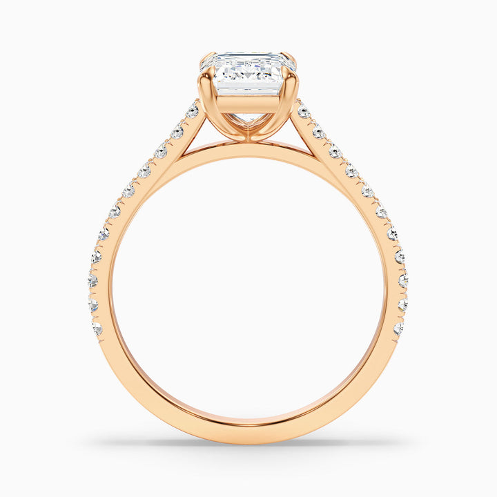 Firework Emerald Cut Side Stone Pave Lab Grown Engagement Ring