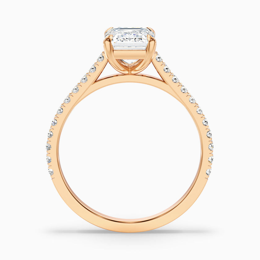 Firework Emerald Cut Side Stone Pave Lab Grown Engagement Ring