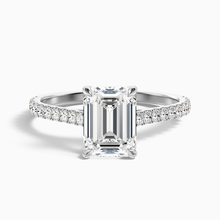 Firework Emerald Cut Side Stone Pave Lab Grown Engagement Ring