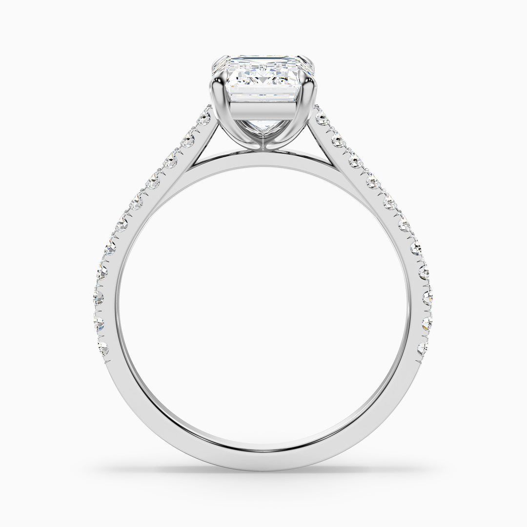Firework Emerald Cut Side Stone Pave Lab Grown Engagement Ring