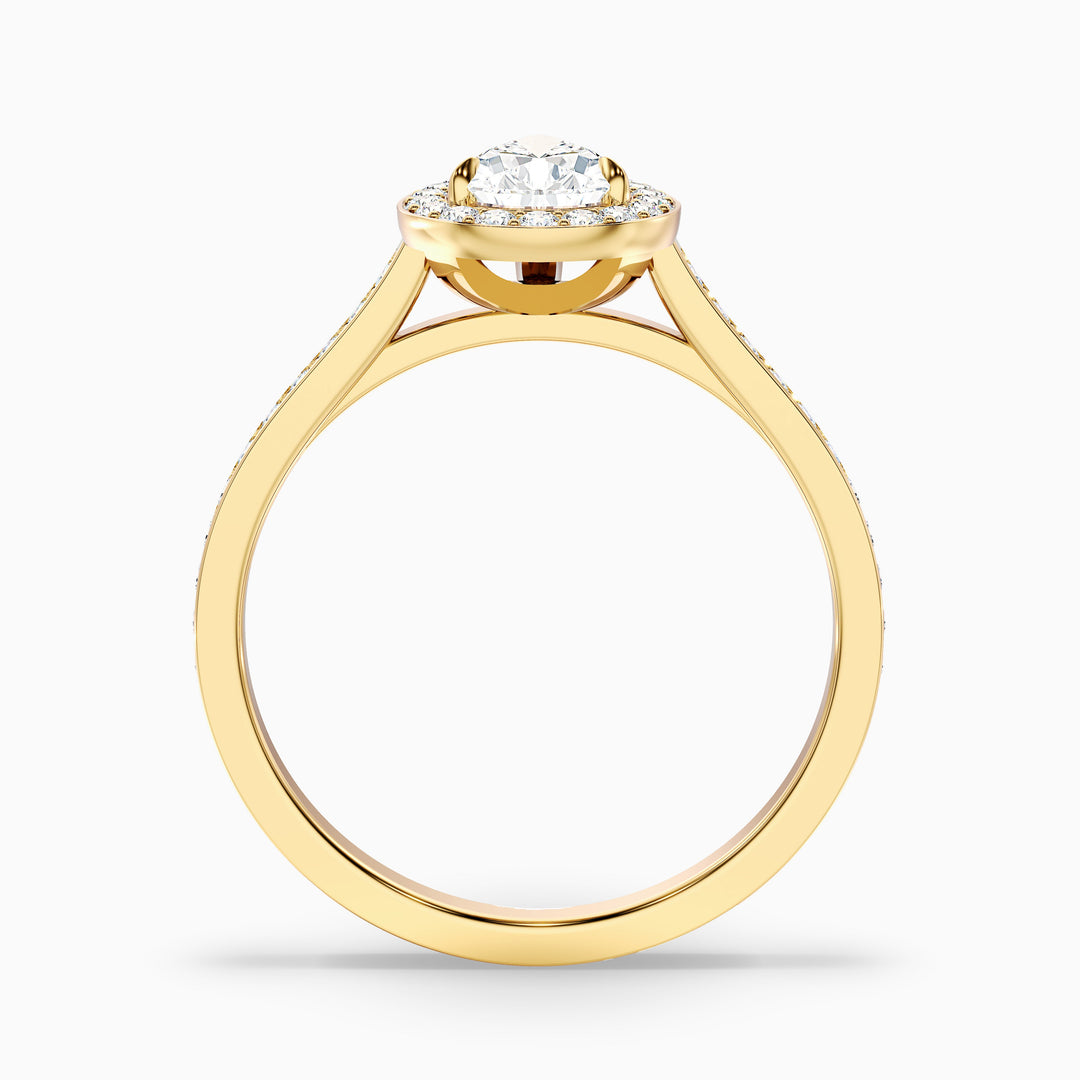 Crown Pear Halo Pave Lab Grown Engagement Ring