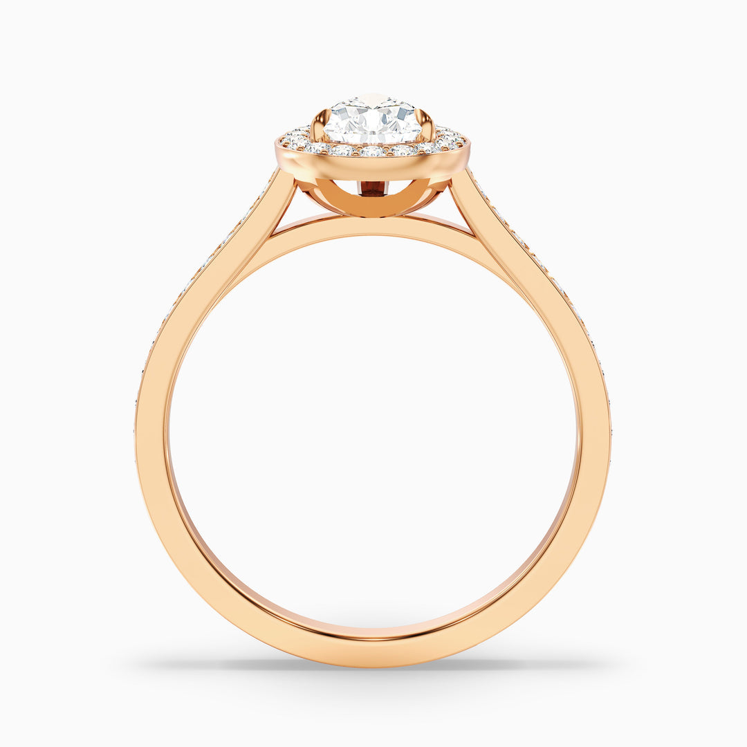 Crown Pear Halo Pave Lab Grown Engagement Ring