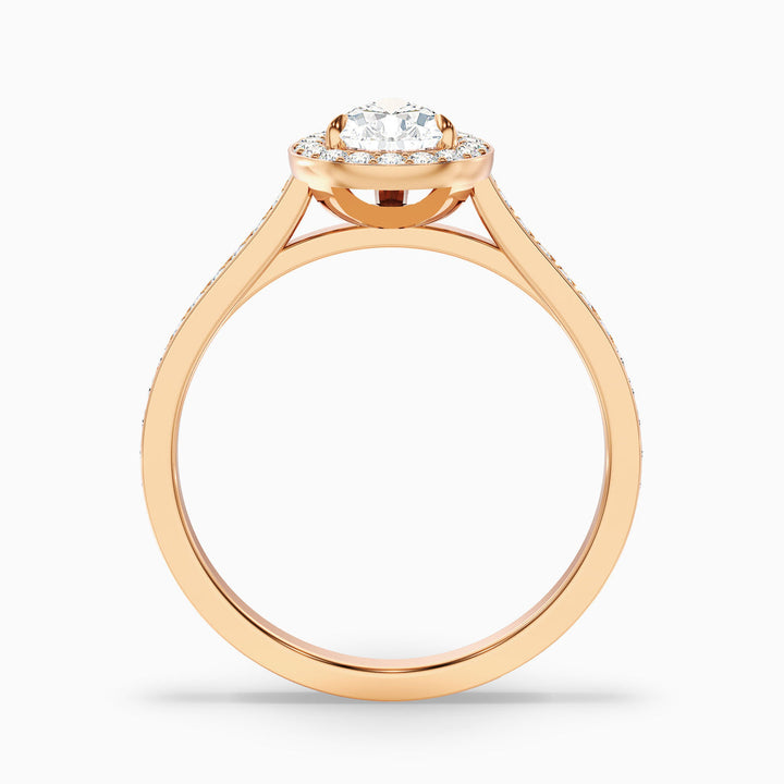Crown Pear Halo Pave Lab Grown Engagement Ring