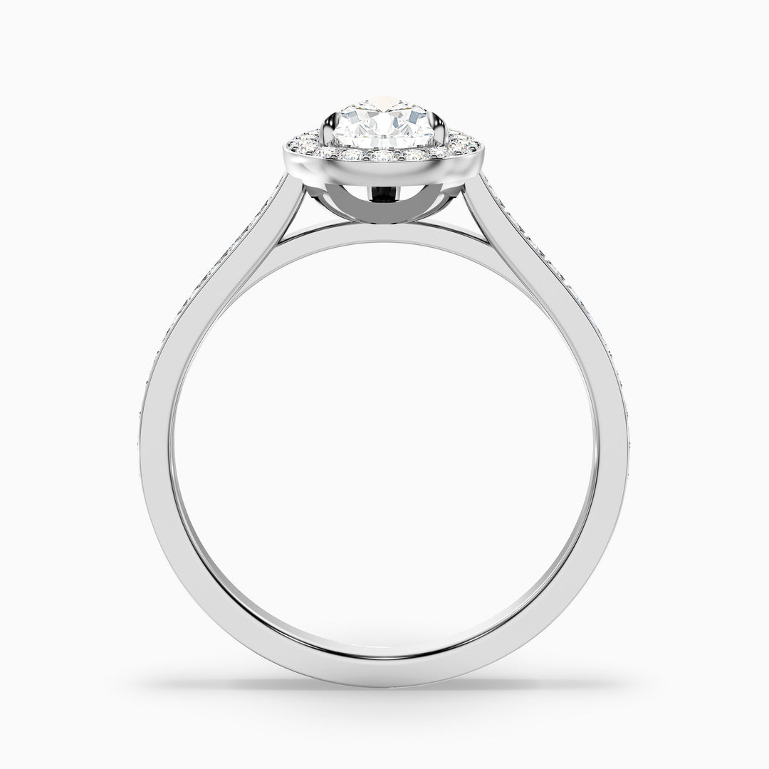 Crown Pear Halo Pave Lab Grown Engagement Ring