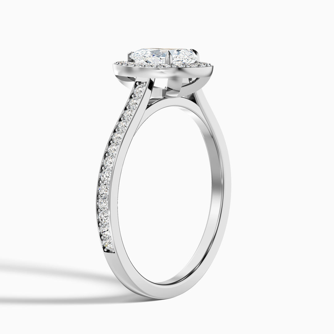 Crown Pear Halo Pave Lab Grown Engagement Ring