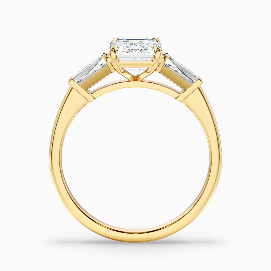 Bloom Emerald and Baguette 3 Stone Lab Grown Diamond Ring