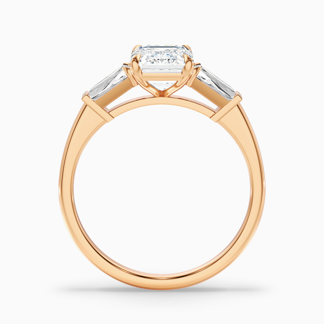 Bloom Emerald and Baguette 3 Stone Lab Grown Diamond Ring
