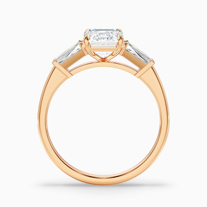 Bloom Emerald and Baguette 3 Stone Lab Grown Diamond Ring