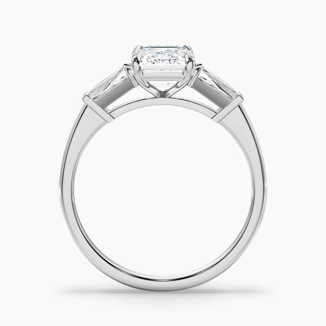 Bloom Emerald and Baguette 3 Stone Lab Grown Diamond Ring
