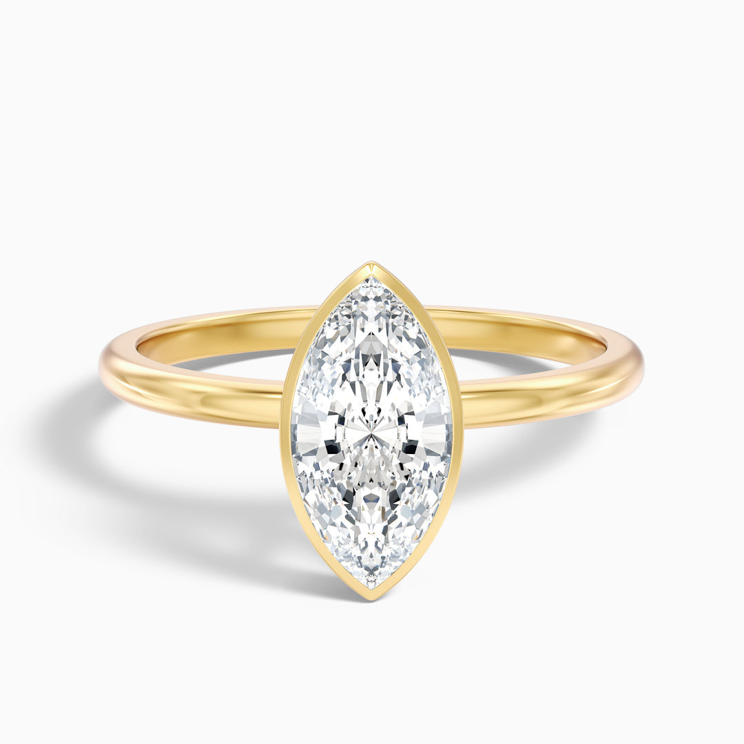 Rose Marquise Cut Bezel Set Lab Grown Diamond Ring