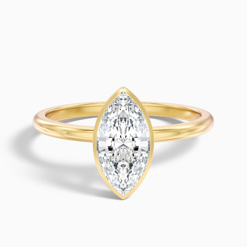 Rose Marquise Cut Bezel Set Lab Grown Diamond Ring