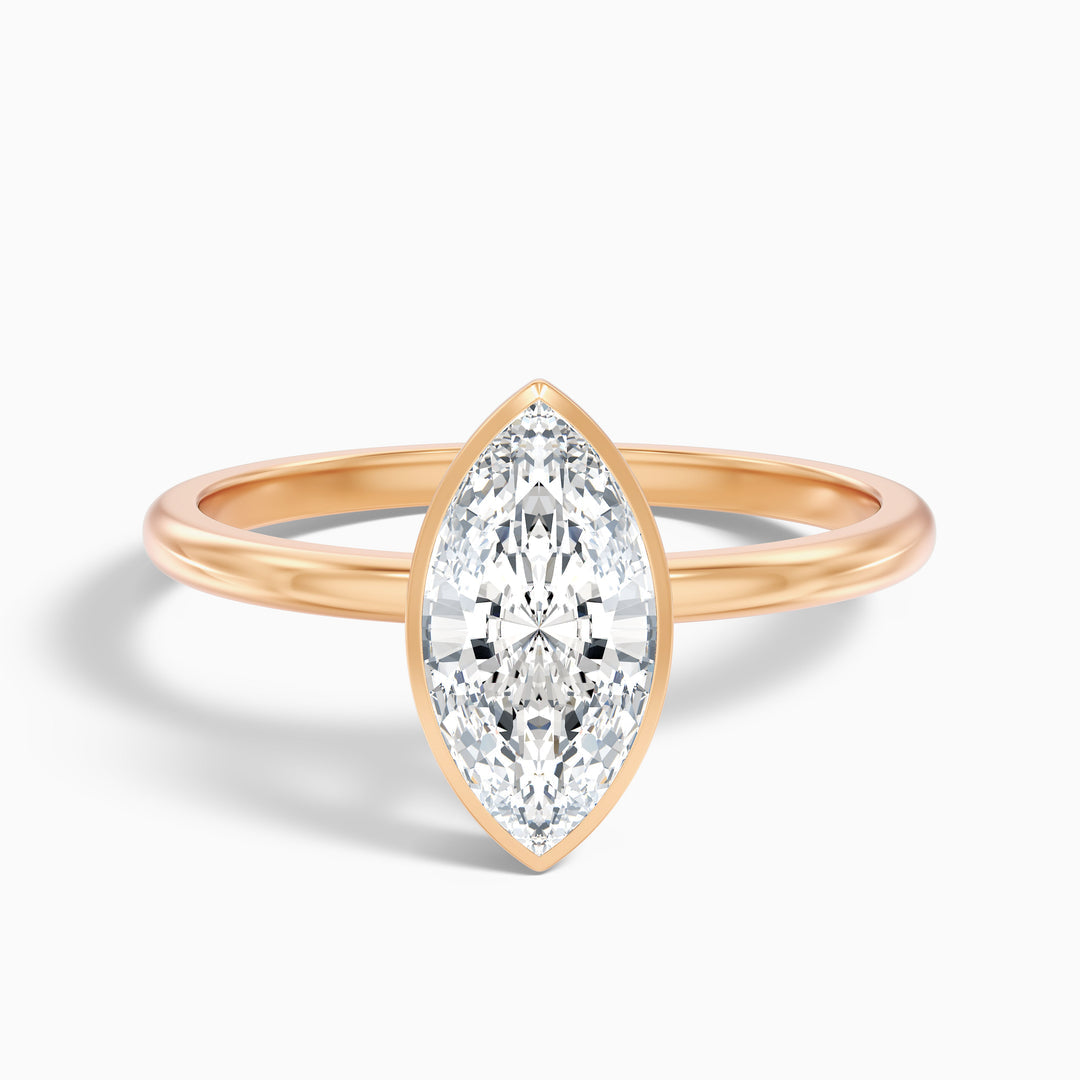 Rose Marquise Cut Bezel Set Lab Grown Diamond Ring