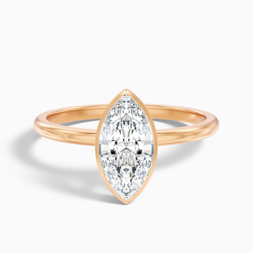 Rose Marquise Cut Bezel Set Lab Grown Diamond Ring