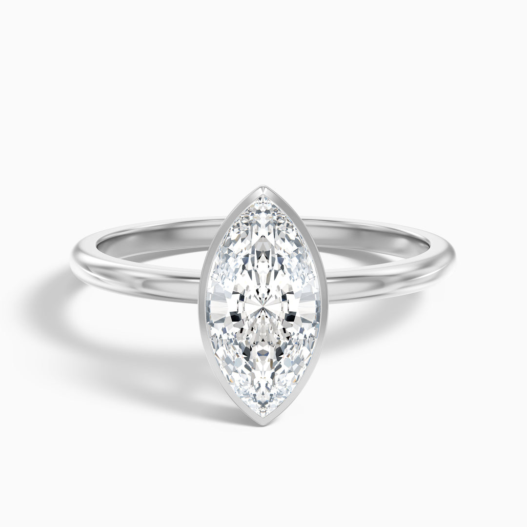 Rose Marquise Cut Bezel Set Lab Grown Diamond Ring