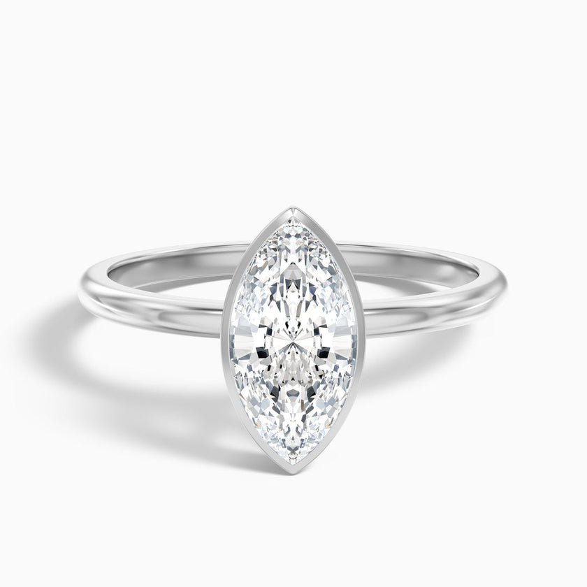 Rose Marquise Cut Bezel Set Lab Grown Diamond Ring