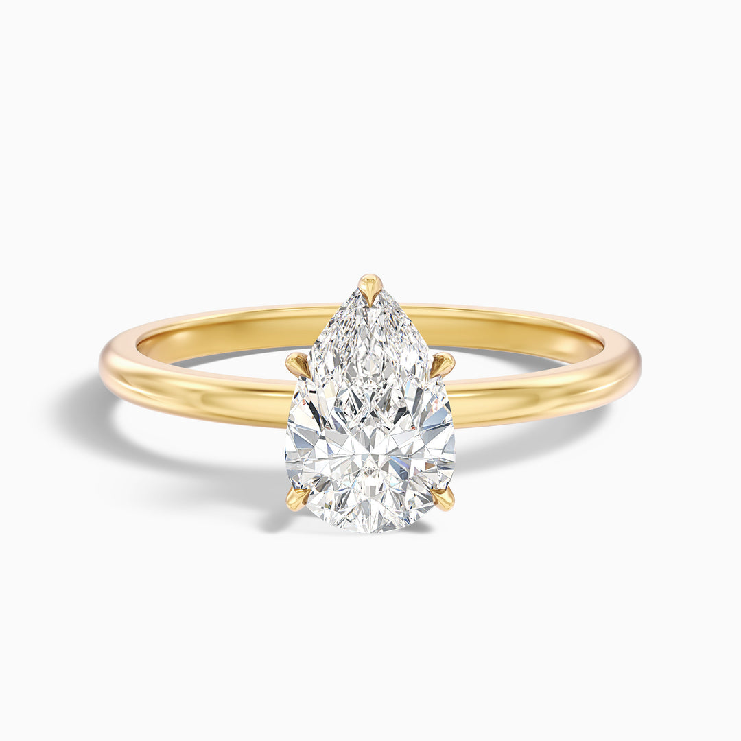Damini Pear Cut Hidden Halo Lab Grown Diamond Ring