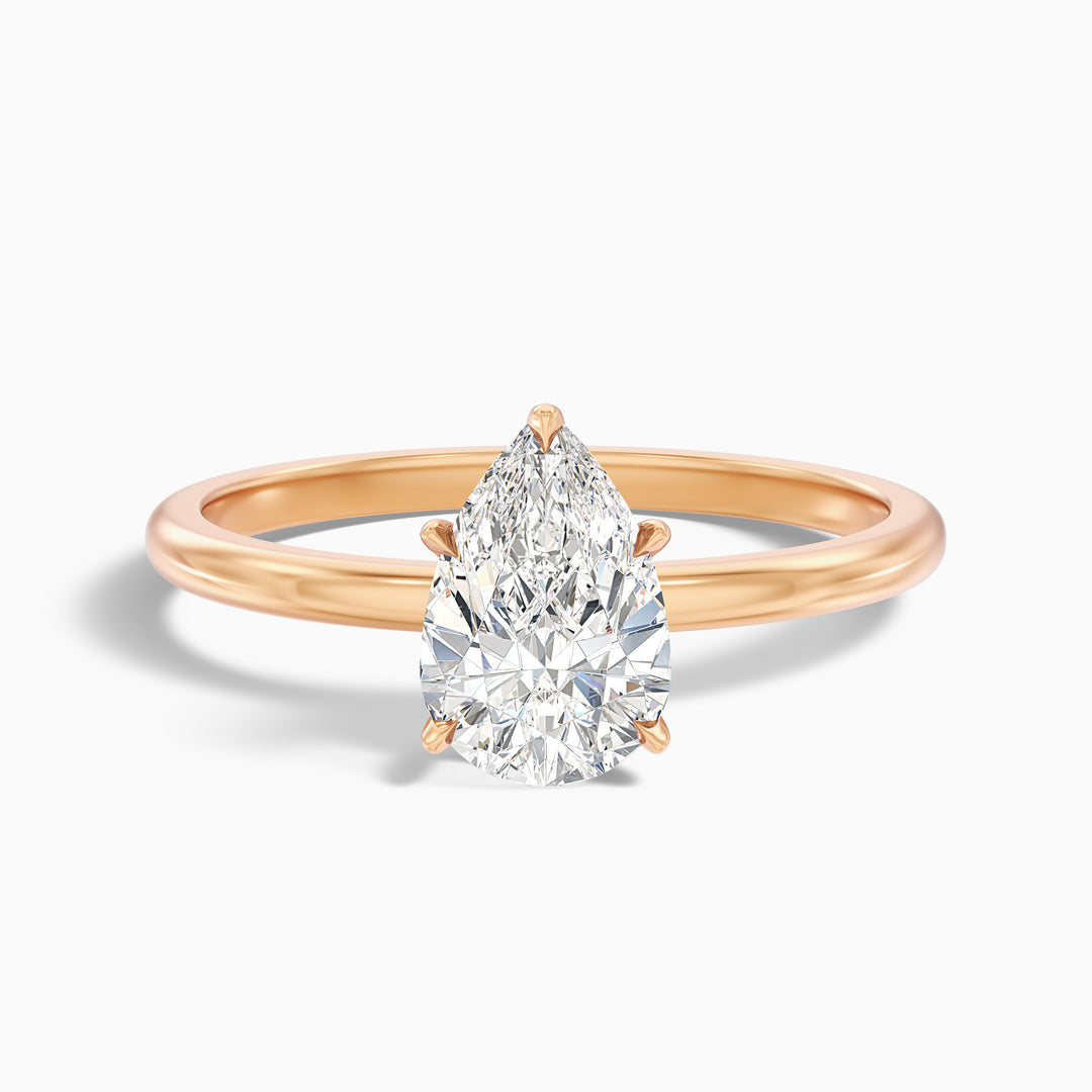 Damini Pear Cut Hidden Halo Lab Grown Diamond Ring