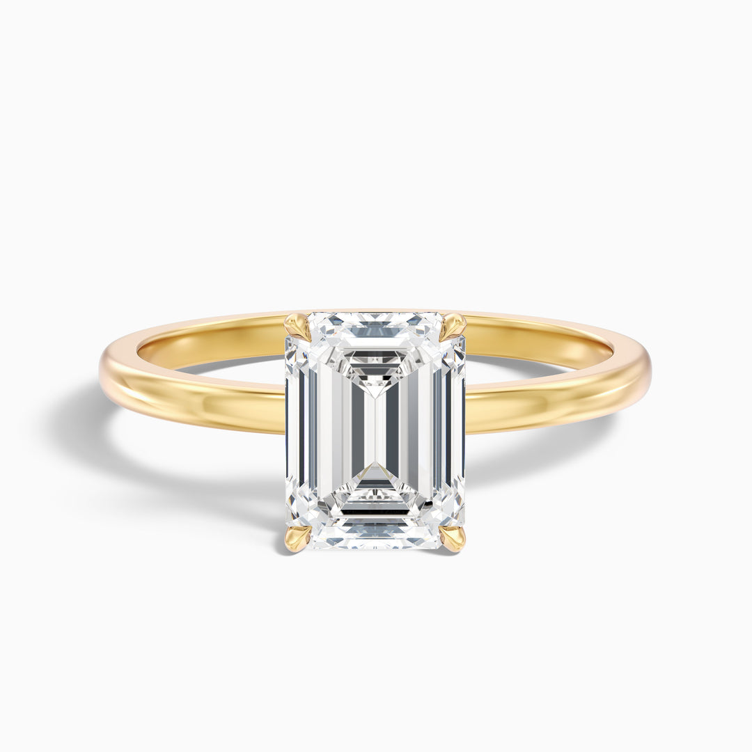 Jiani Emerald Cut Low Profile Solitaire Lab Grown Diamond Ring