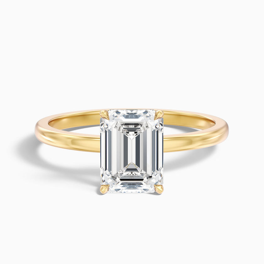 Jiani Emerald Cut Low Profile Solitaire Lab Grown Diamond Ring