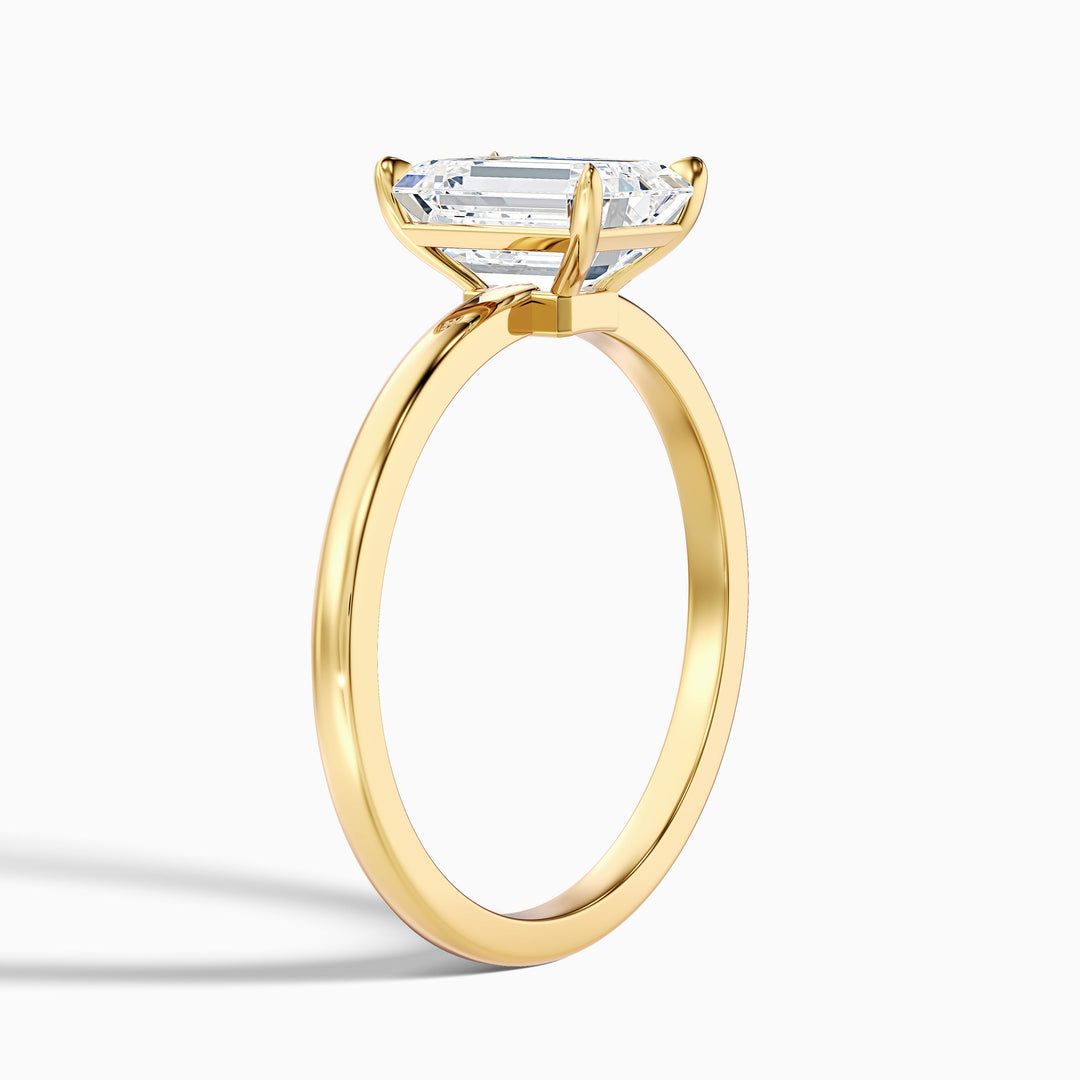 Jiani Emerald Cut Low Profile Solitaire Lab Grown Diamond Ring