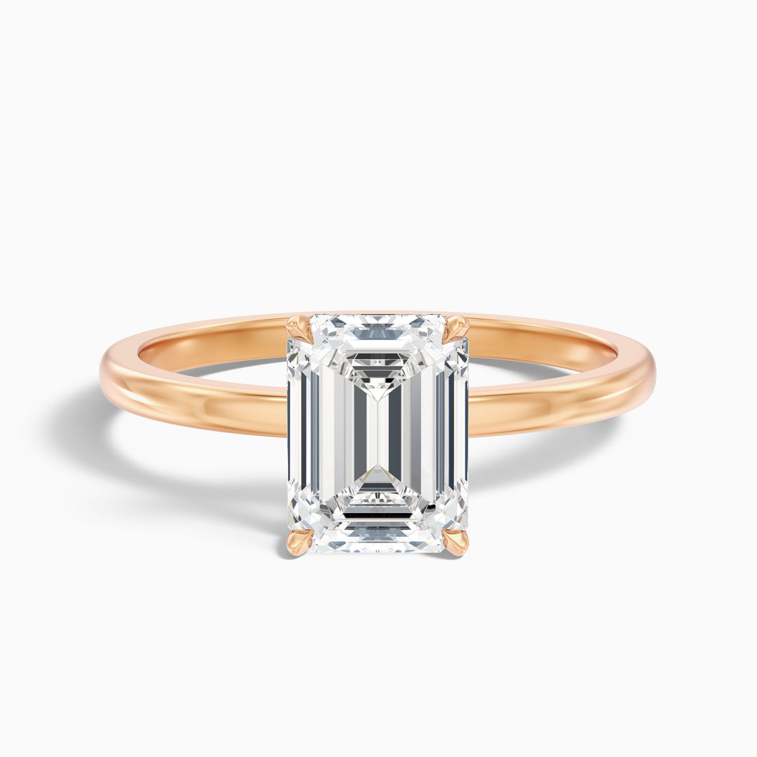 Jiani Emerald Cut Low Profile Solitaire Lab Grown Diamond Ring