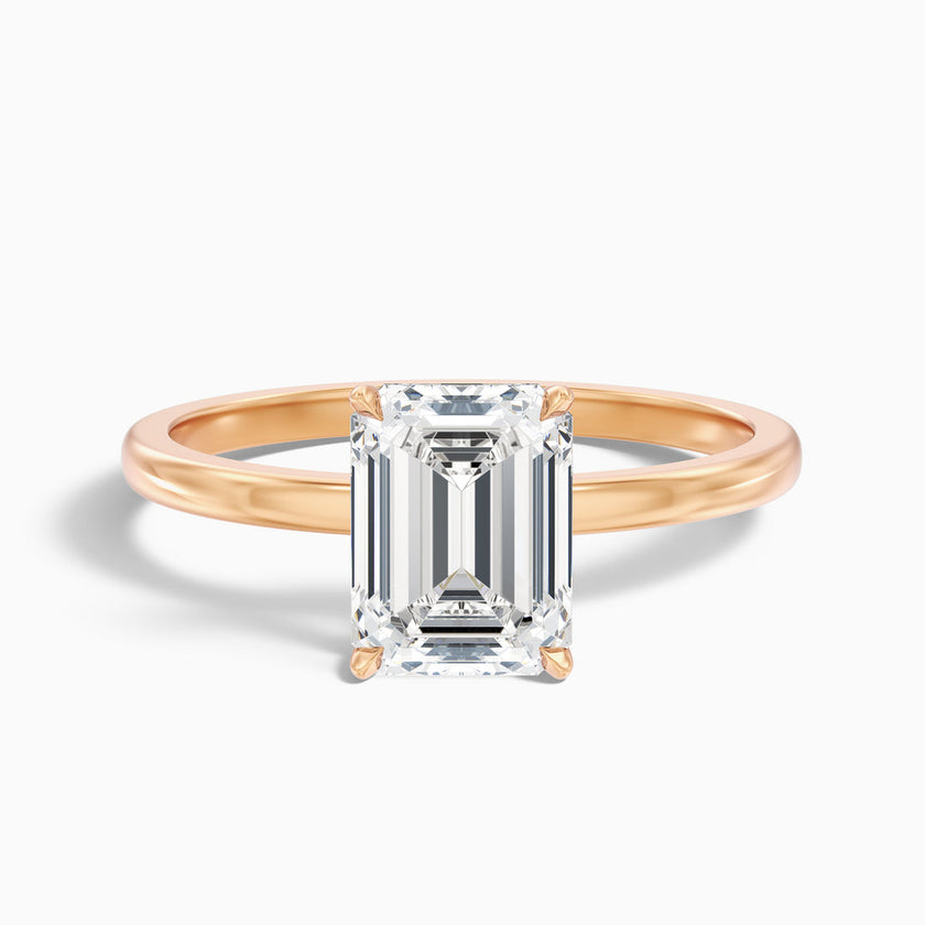 Jiani Emerald Cut Low Profile Solitaire Lab Grown Diamond Ring