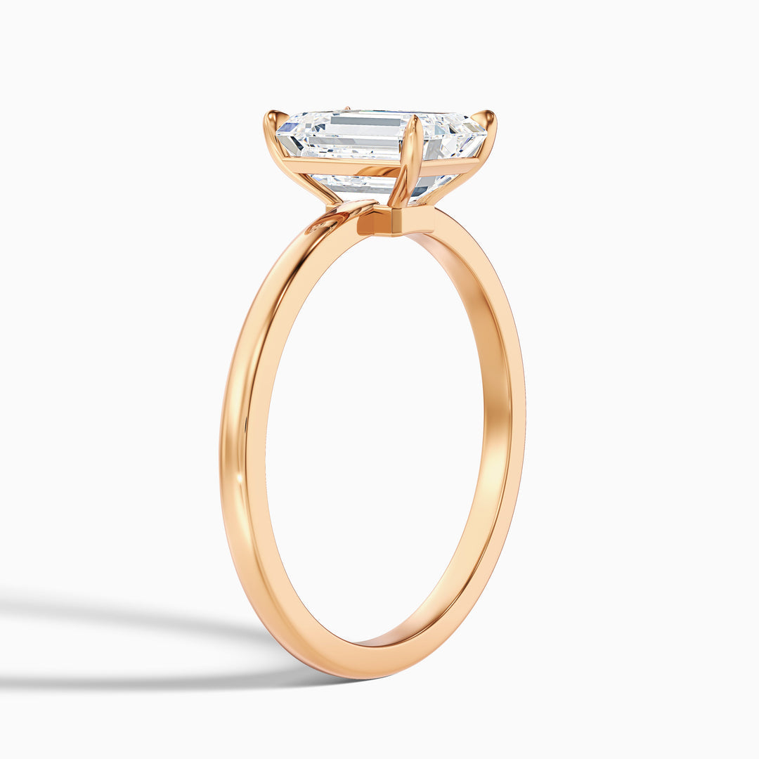 Jiani Emerald Cut Low Profile Solitaire Lab Grown Diamond Ring