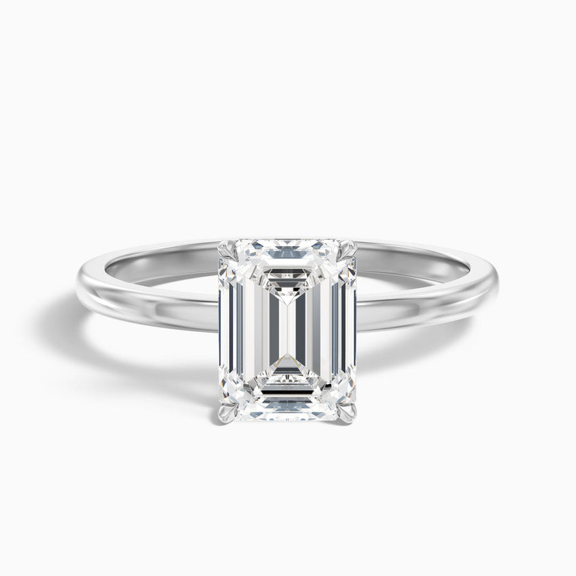Jiani Emerald Cut Low Profile Solitaire Lab Grown Diamond Ring