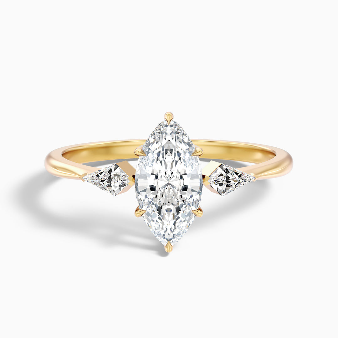Diana Marquise Cut Side Kite Cut Lab Grown Diamond Ring