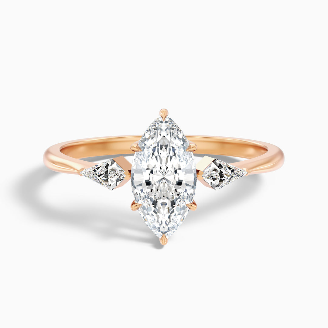 Diana Marquise Cut Side Kite Cut Lab Grown Diamond Ring