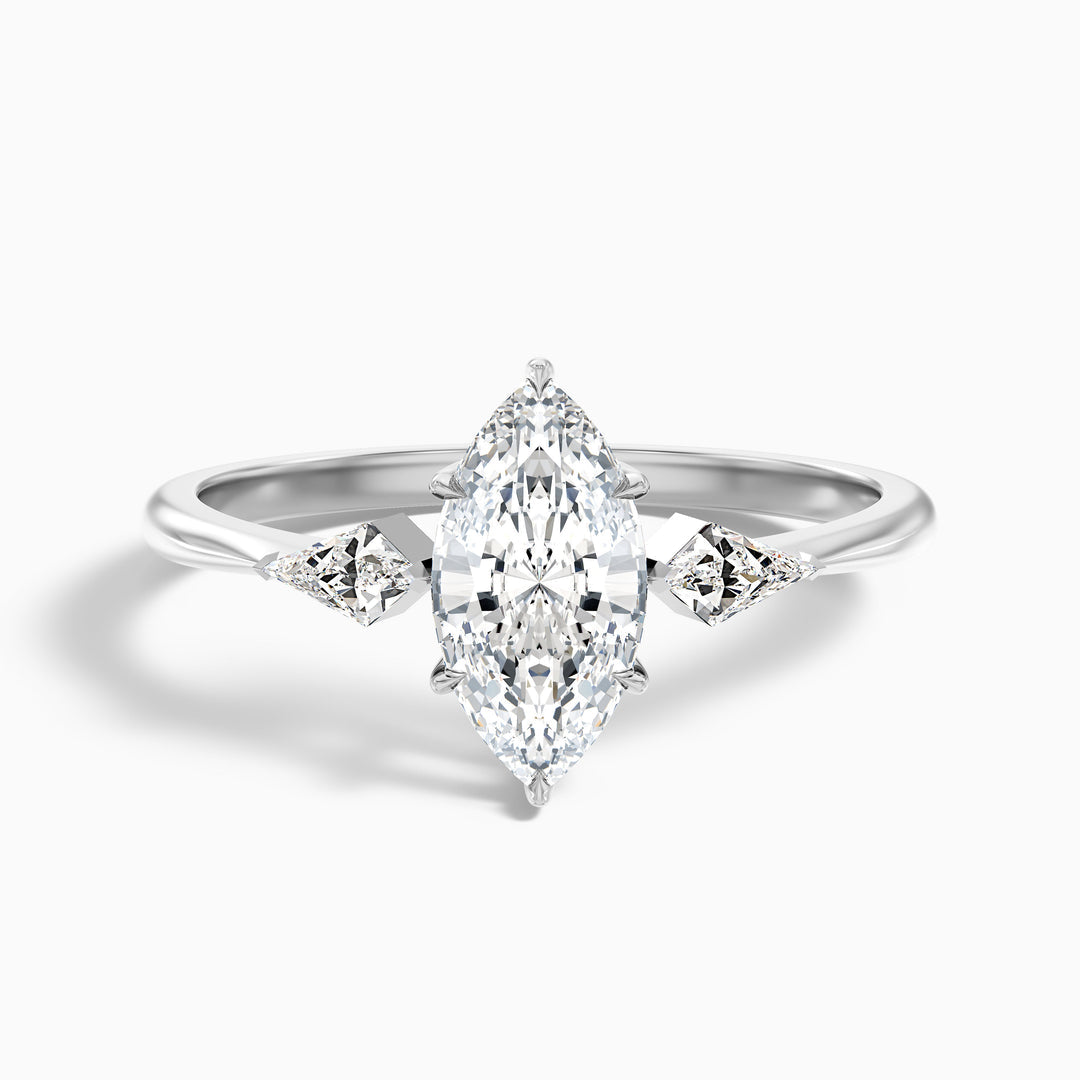 Diana Marquise Cut Side Kite Cut Lab Grown Diamond Ring