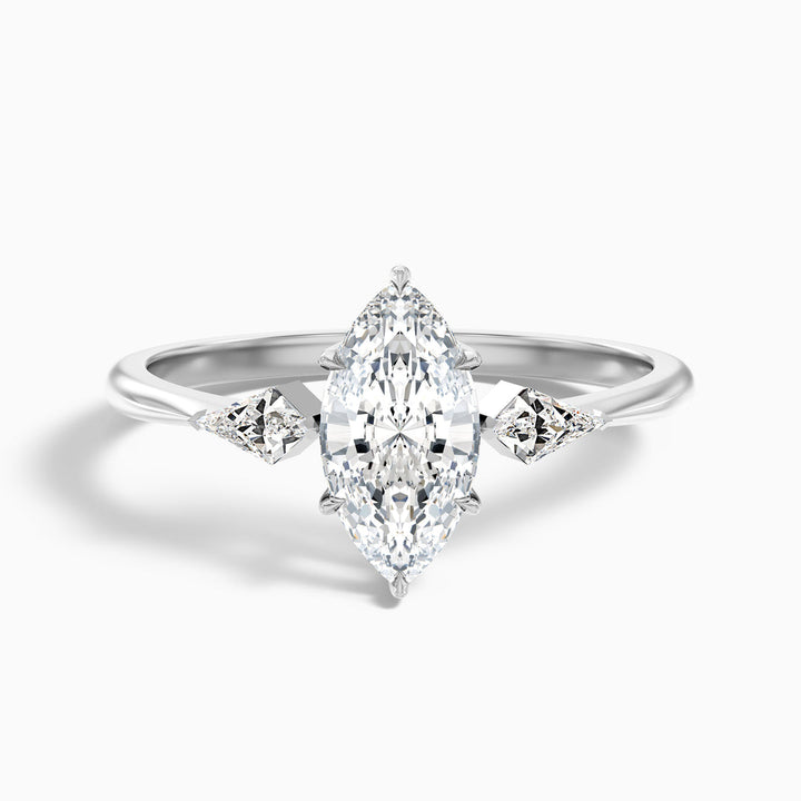 Diana Marquise Cut Side Kite Cut Lab Grown Diamond Ring