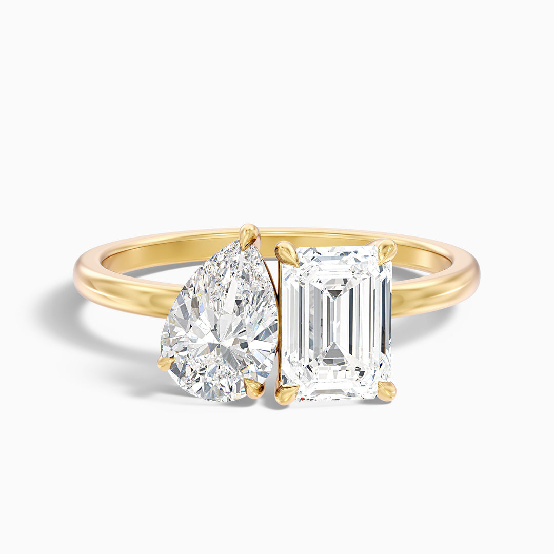 Moonlight Toi Et Moi Engagement Ring With Pear and Emerald Two Stone Lab Grown Diamond