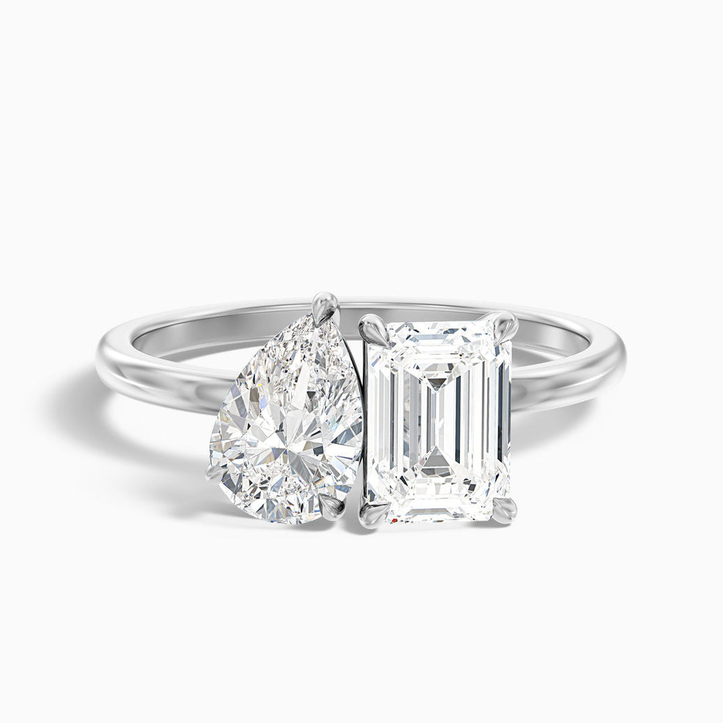 Moonlight Toi Et Moi Engagement Ring With Pear and Emerald Two Stone Lab Grown Diamond