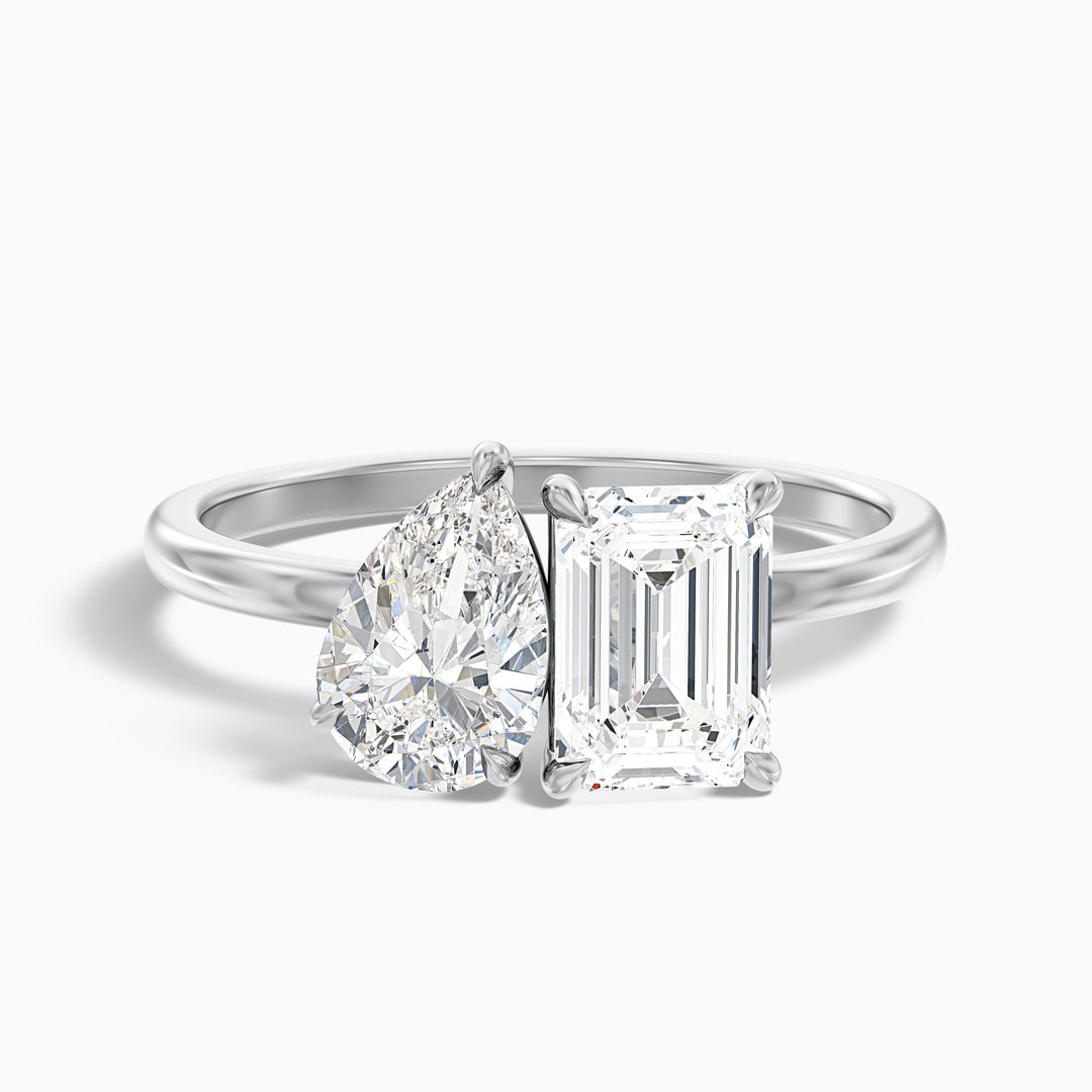 Moonlight Toi Et Moi Engagement Ring With Pear and Emerald Two Stone Lab Grown Diamond