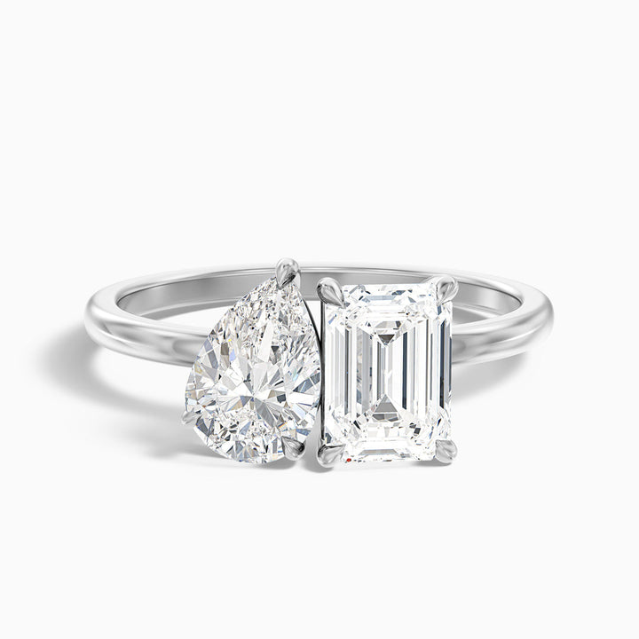Moonlight Toi Et Moi Engagement Ring With Pear and Emerald Two Stone Lab Grown Diamond