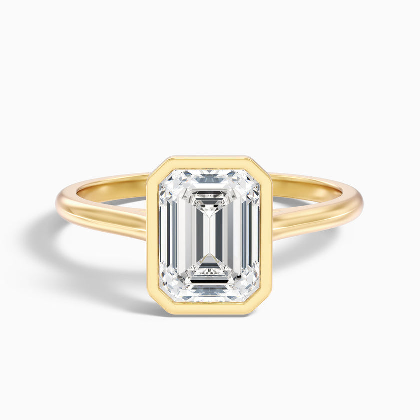 Dalia Emerald Cut Bezel Set Lab Grown Diamond Ring