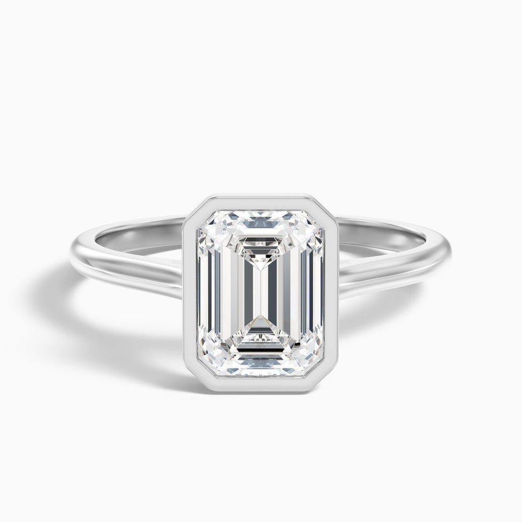 Dalia Emerald Cut Bezel Set Lab Grown Diamond Ring