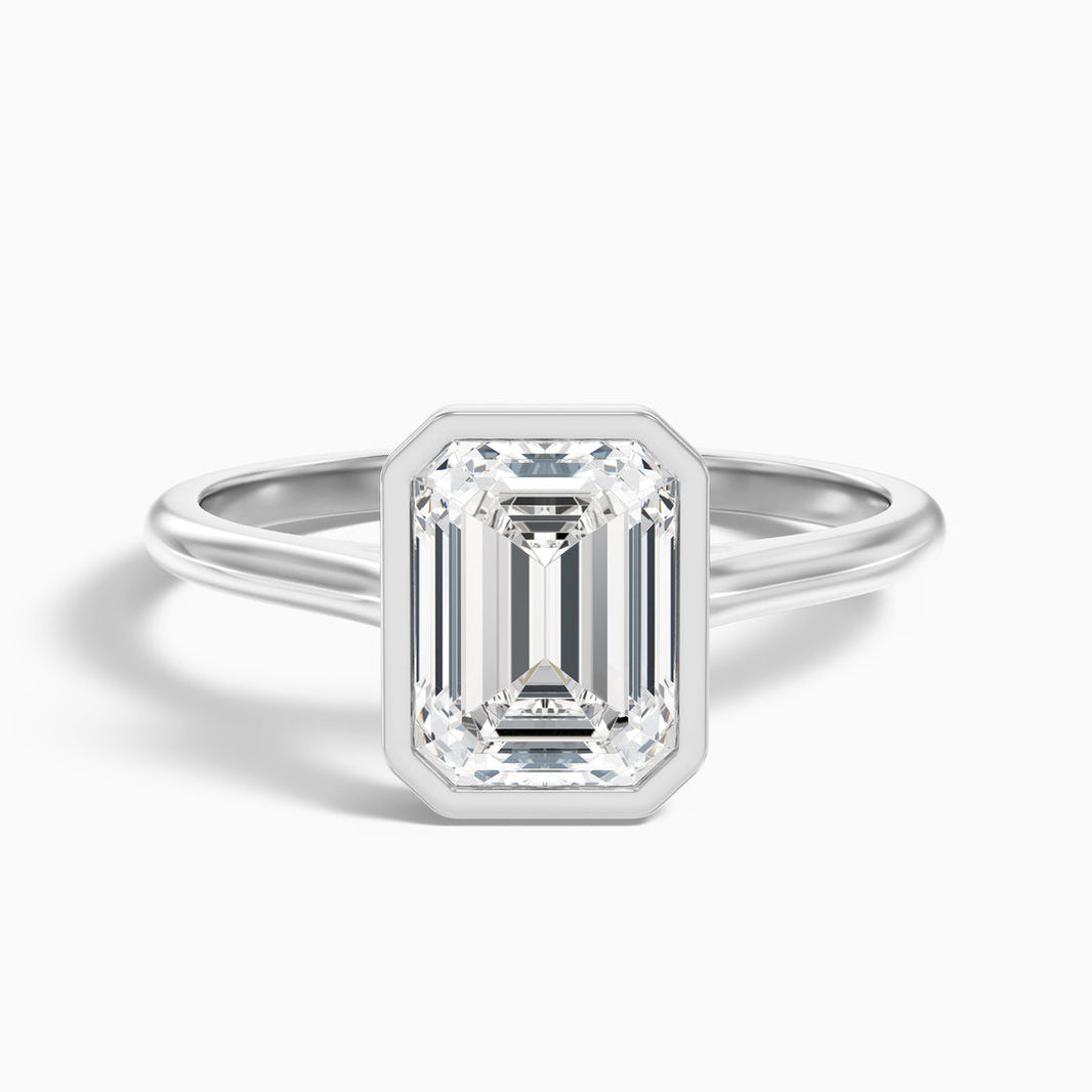 Dalia Emerald Cut Bezel Set Lab Grown Diamond Ring