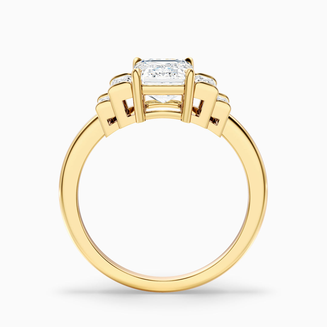 Kaia Emerald Cut With Baguette Side Stone Lab Grown Diamond Ring