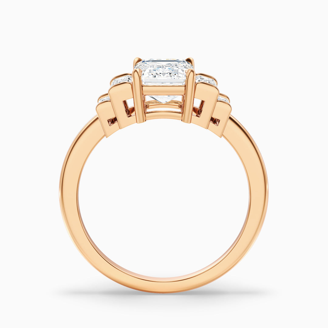 Kaia Emerald Cut With Baguette Side Stone Lab Grown Diamond Ring