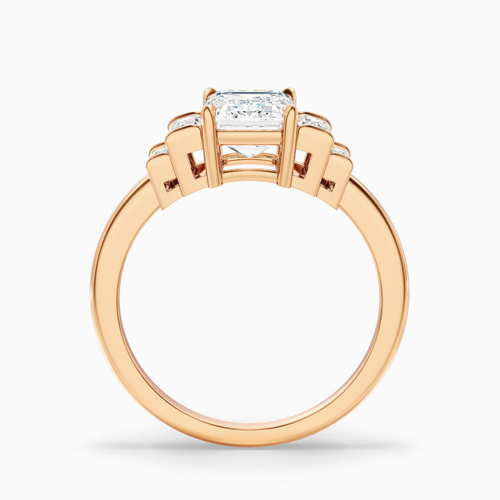 Kaia Emerald Cut With Baguette Side Stone Lab Grown Diamond Ring