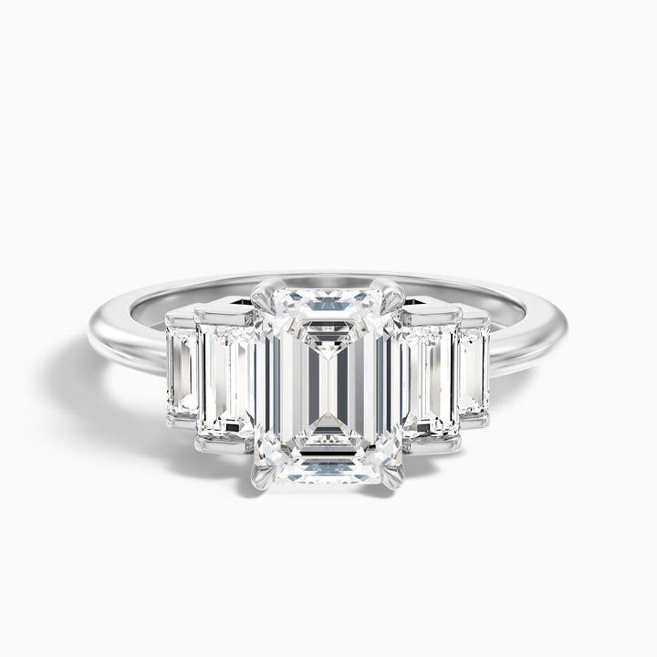 Kaia Emerald Cut With Baguette Side Stone Lab Grown Diamond Ring