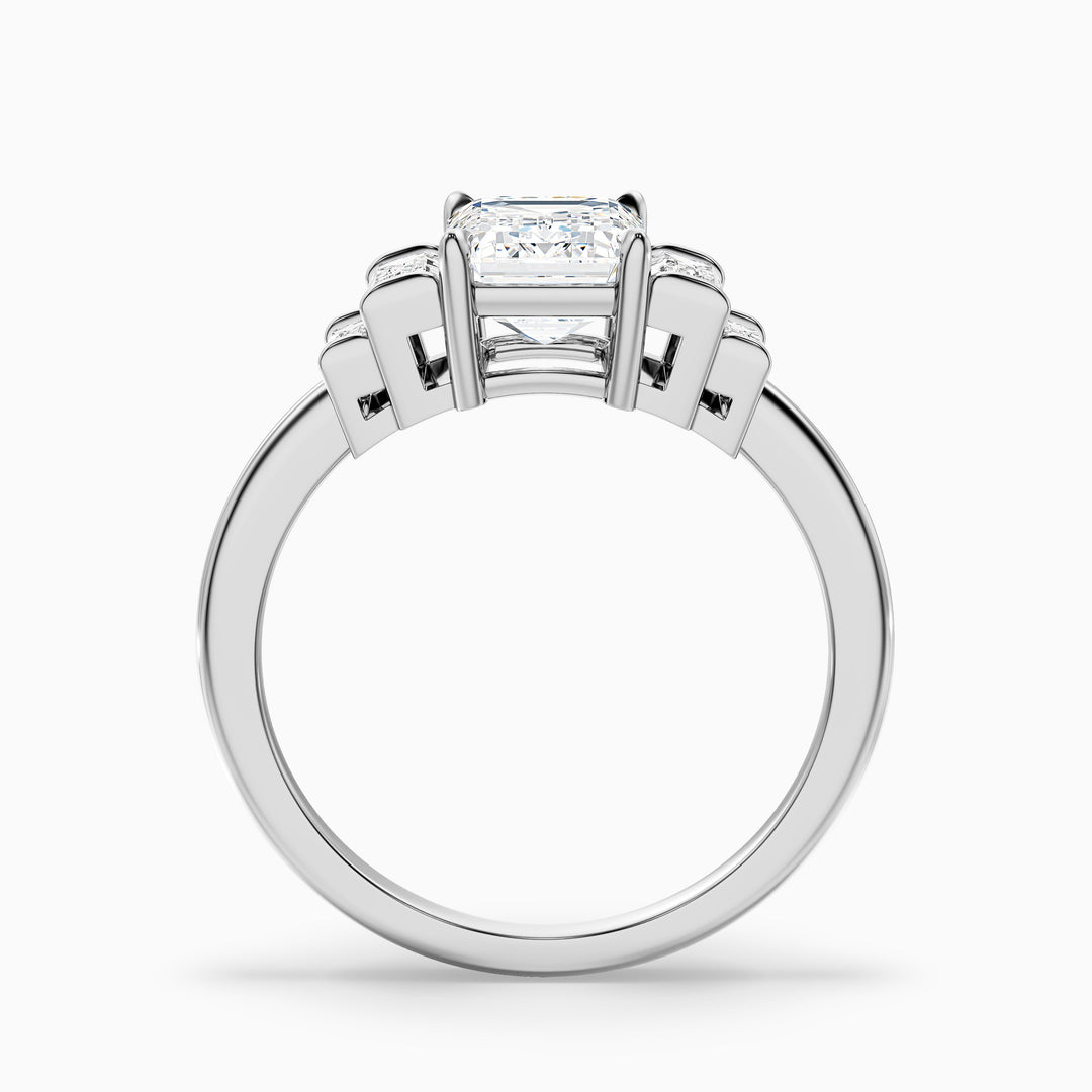 Kaia Emerald Cut With Baguette Side Stone Lab Grown Diamond Ring
