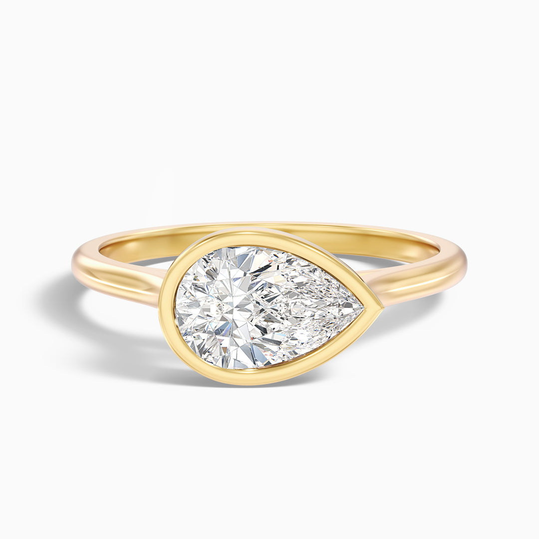 London Pear Cut East West Bezel Lab Grown Diamond Engagement Ring