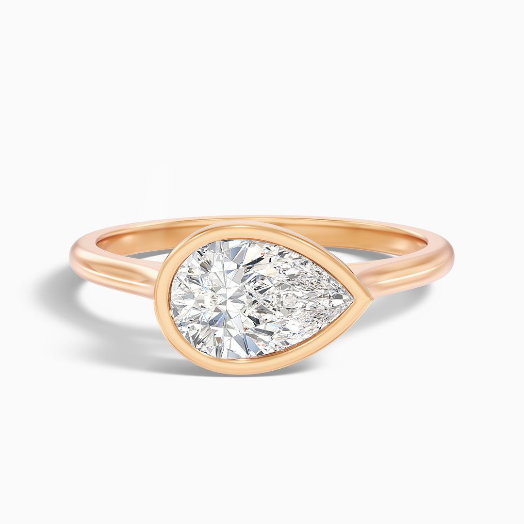 London Pear Cut East West Bezel Lab Grown Diamond Engagement Ring